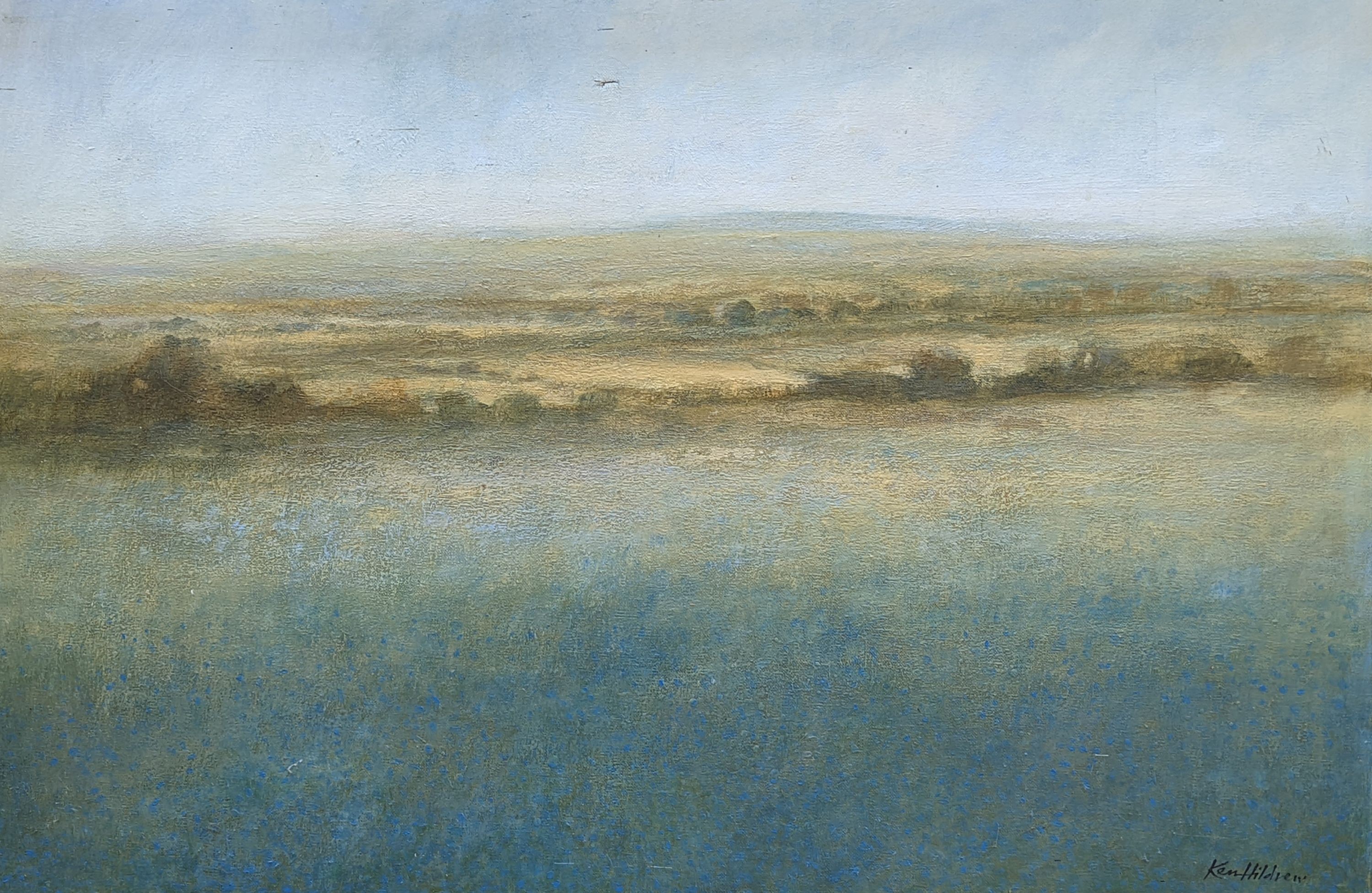 Ken Hildrew (1934-), oil on canvas, River landscape in summer, 60 x 92cm